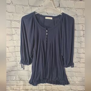 We The Free Winter Sun Blue Tunic XS Boho Bishop Sleeve
